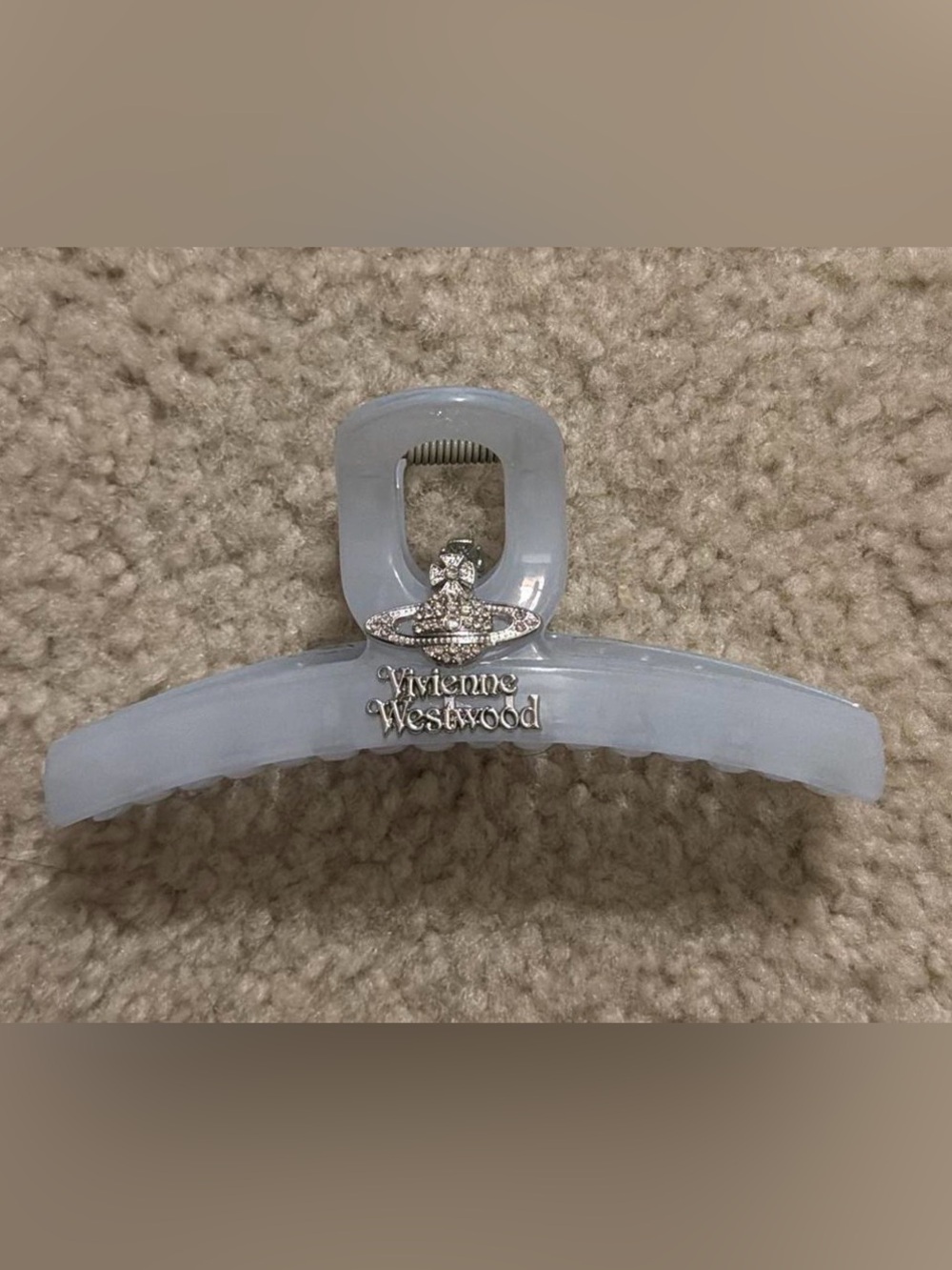 Vivienne Westwood Light Blue Resin Orb Hair Claw with Crystal Accent